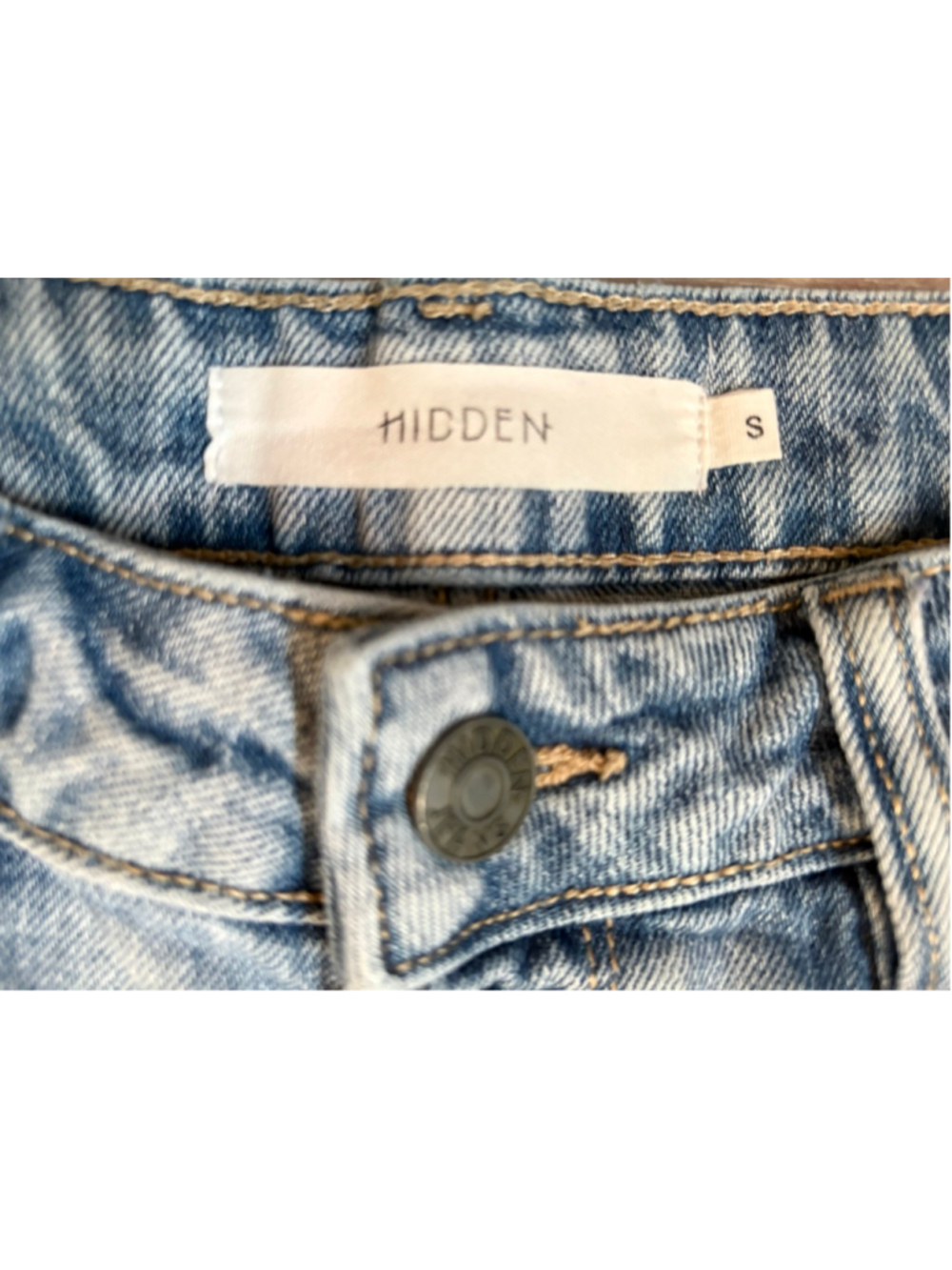 Hidden Jeans Distressed High Rise Denim Shorts Button Fly Light Wash S - Picture 4 of 12